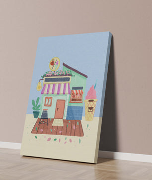 Ilustración encantadora de café con elementos de helado y café