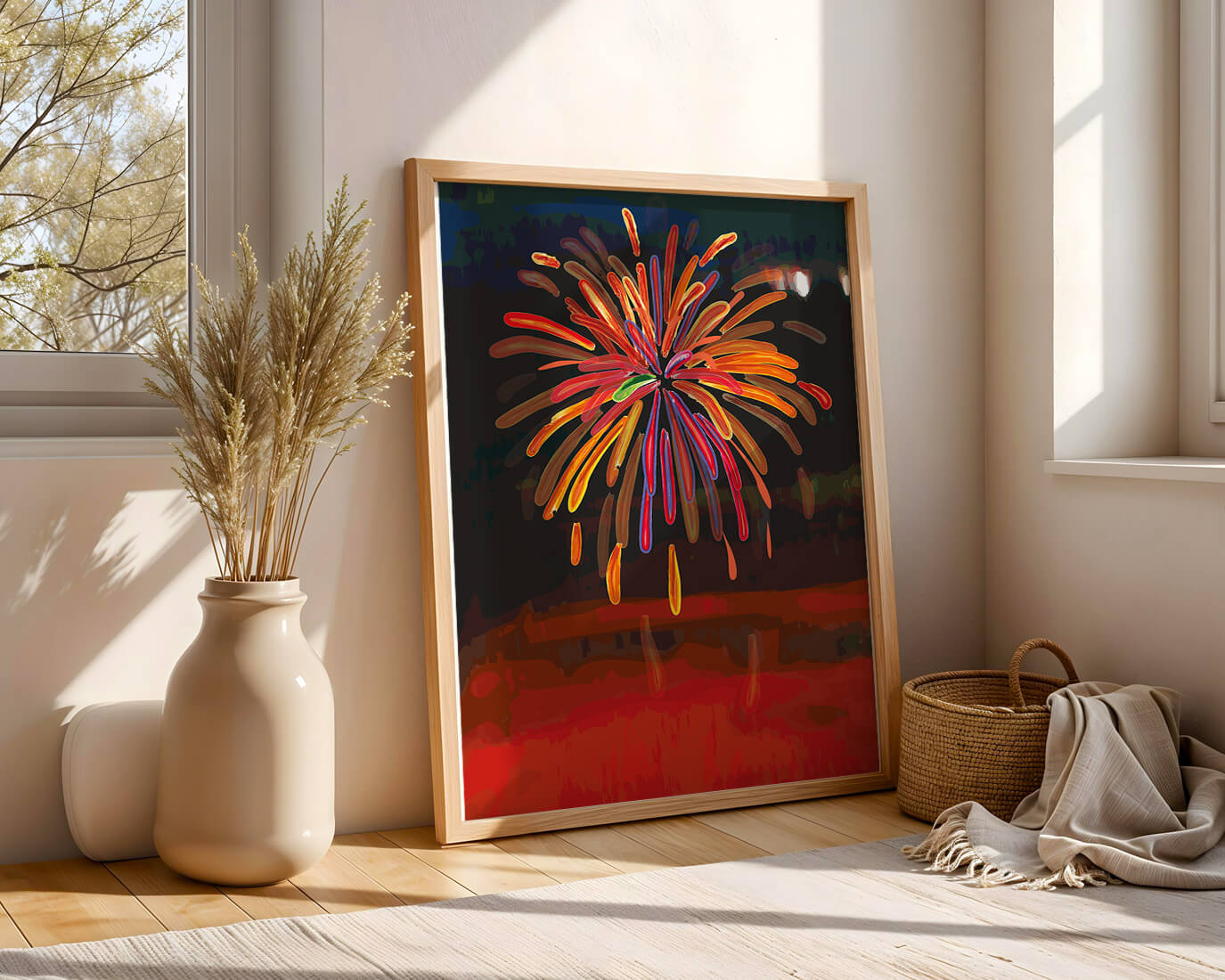 Feu d'artifice vibrant avec des éclats colorés