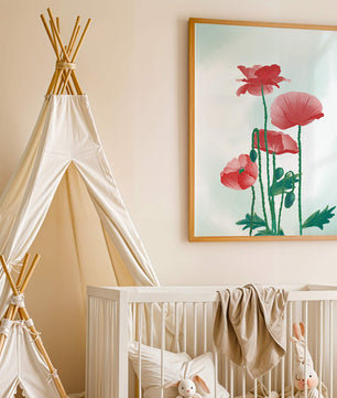 Red Poppies in Minimalist Natural Setting