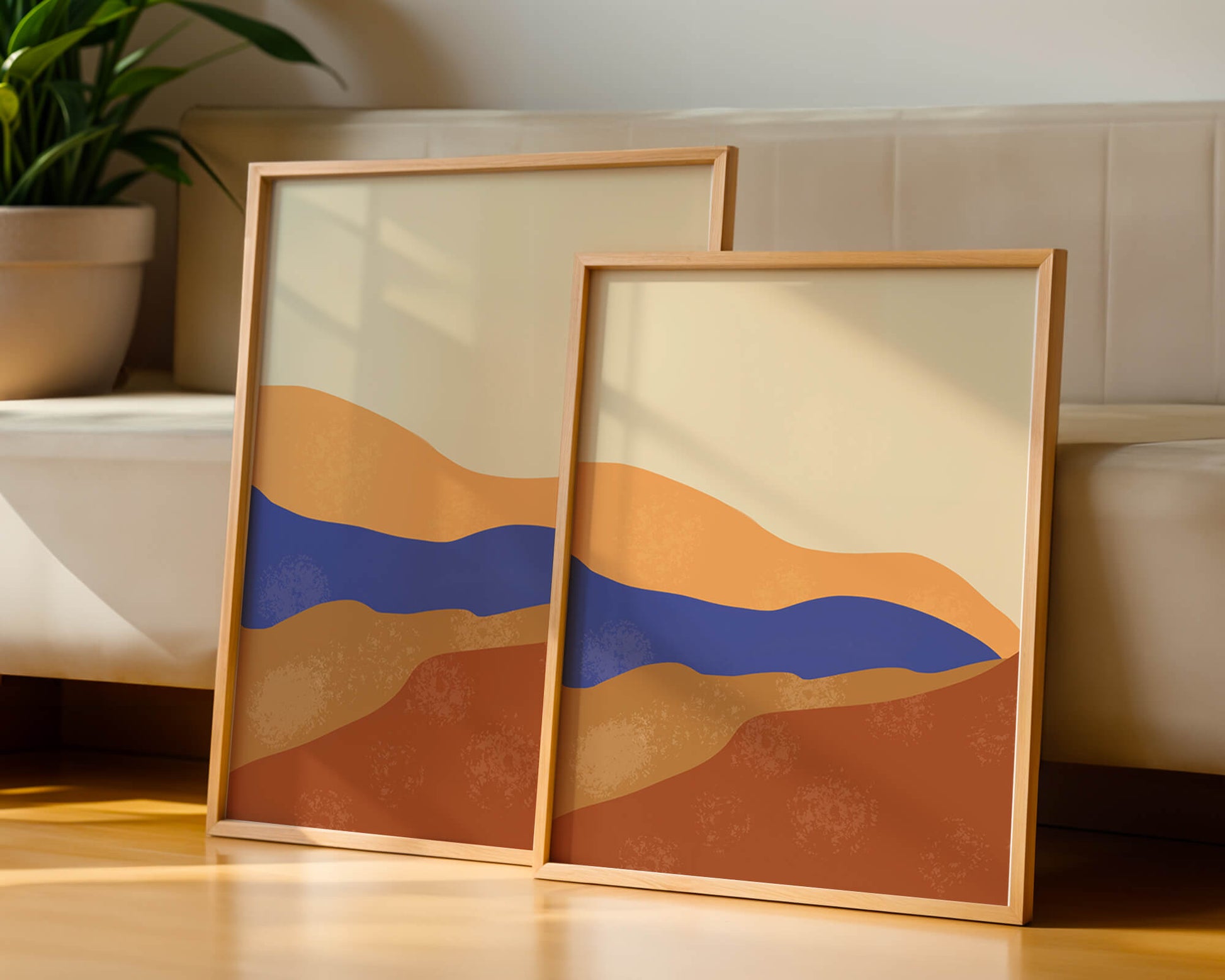 Paisaje abstracto con olas coloridas y bordes audaces