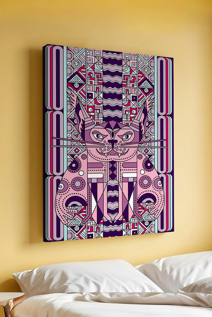 Geometric Art Deco Cat with Intricate Patterns