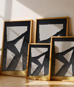 Abstract geometric design with gold and black elements