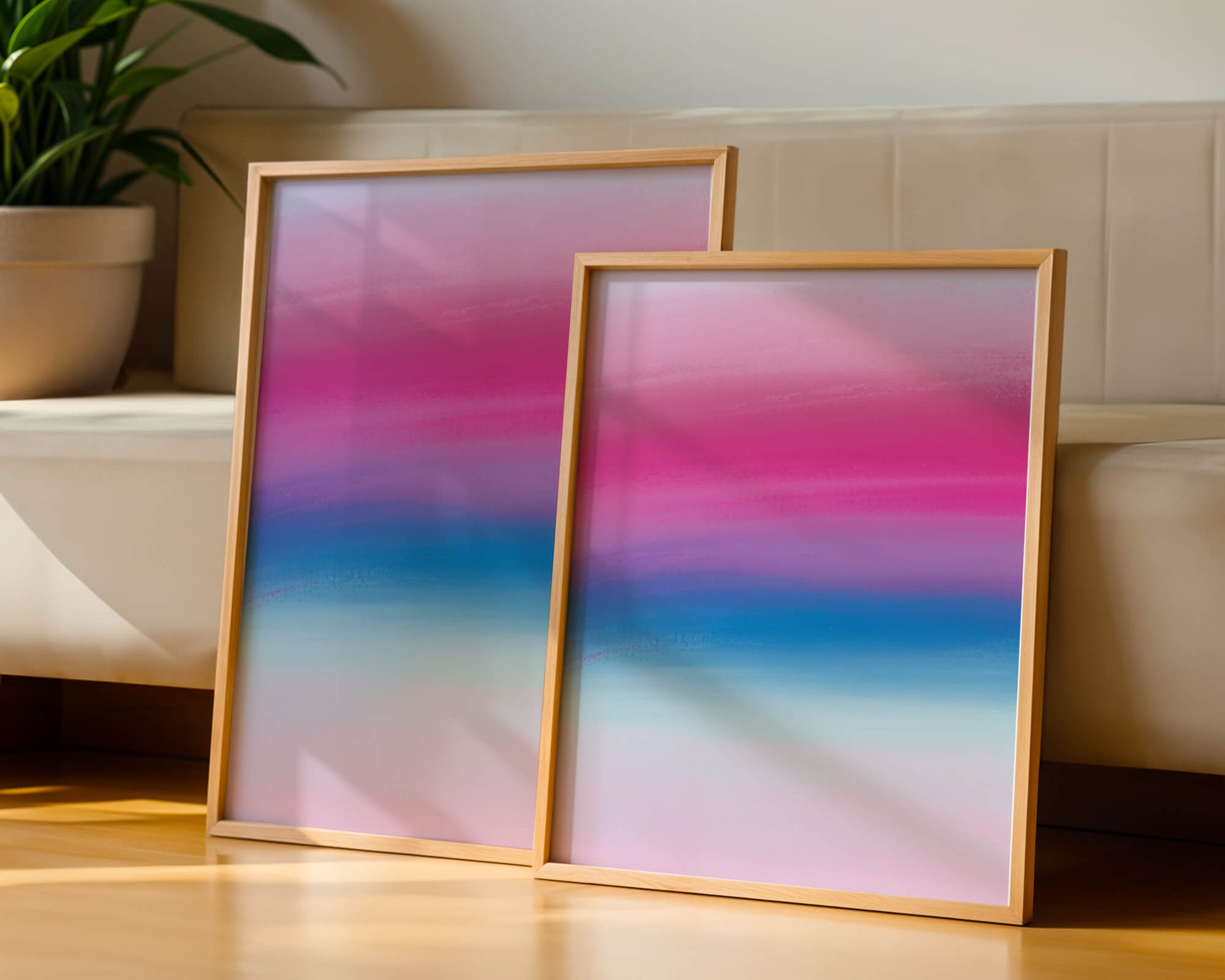 Degradado vibrante con tonos rosados y azules