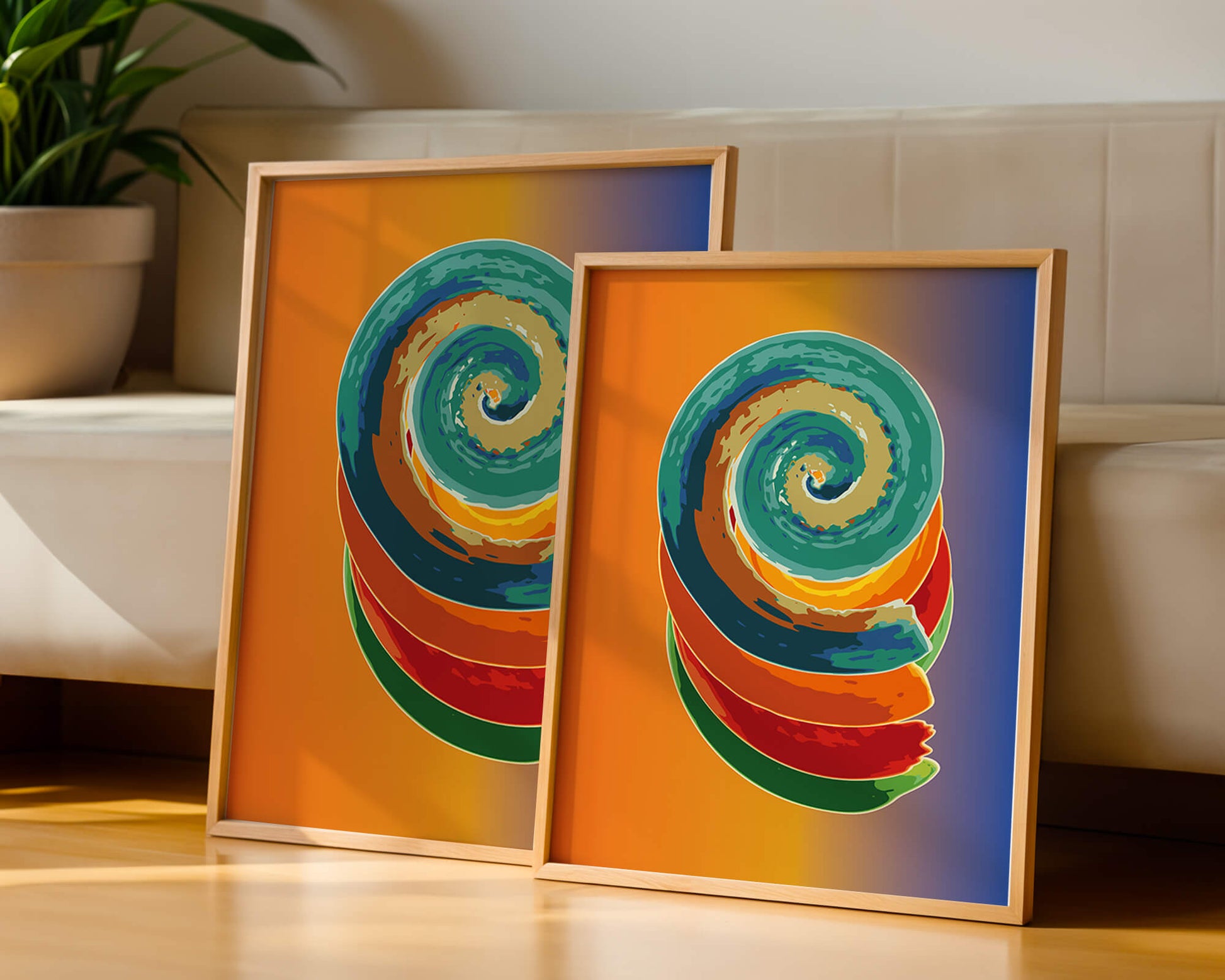 Bunte Spirale abstrakte Kunst mit lebendigem Farbverlauf Hintergrund