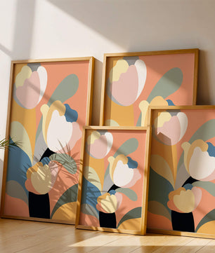 Colorful abstract shapes with soft pastel tones