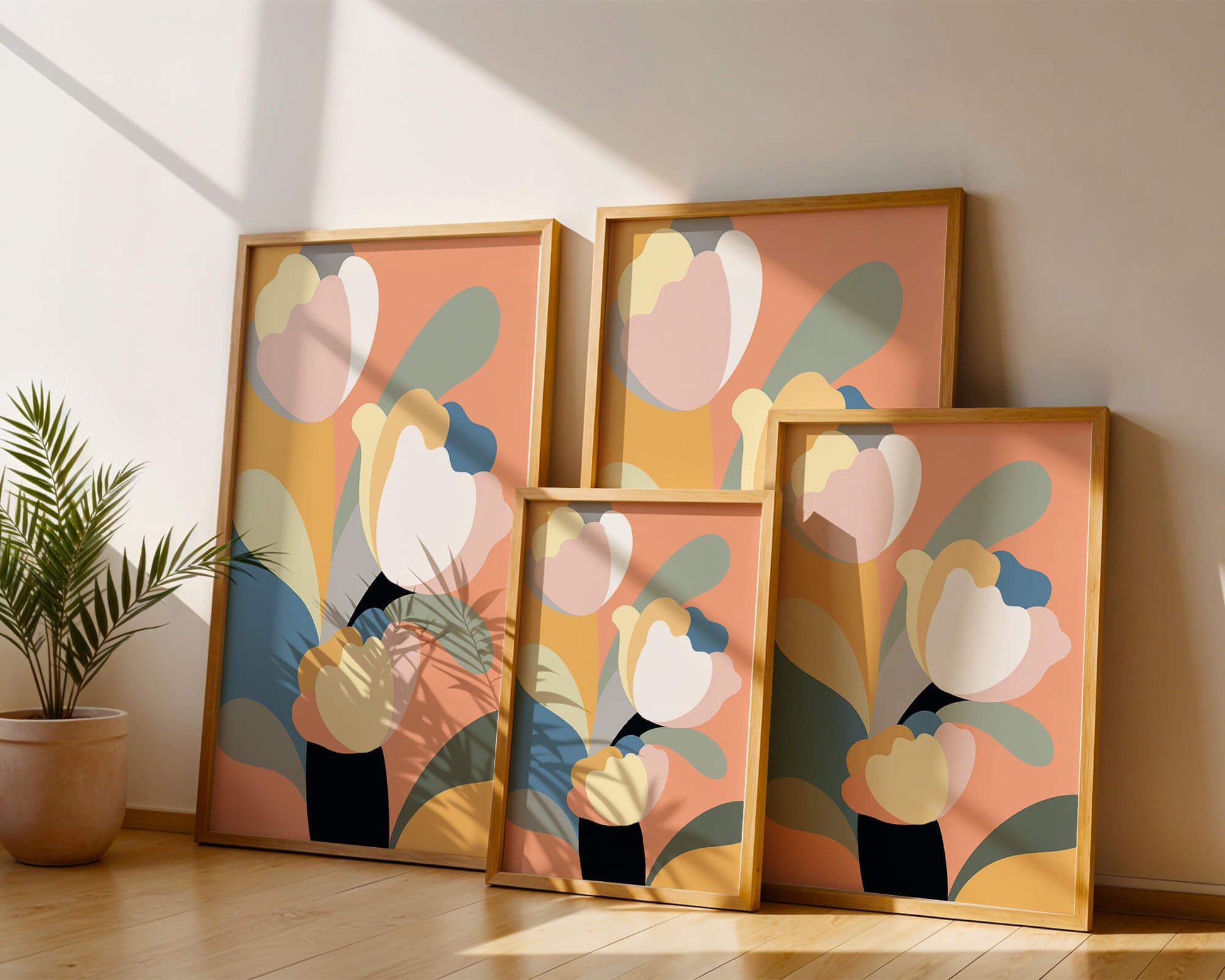 Colorful abstract shapes with soft pastel tones