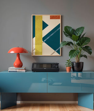 Abstract Geometric Composition with Bold Colors and Textures - Mi tienda