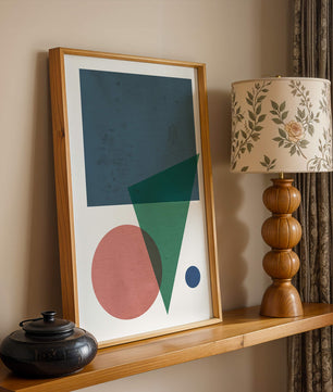 Abstract Geometric Composition with Overlapping Shapes on Textured Background - Mi tienda