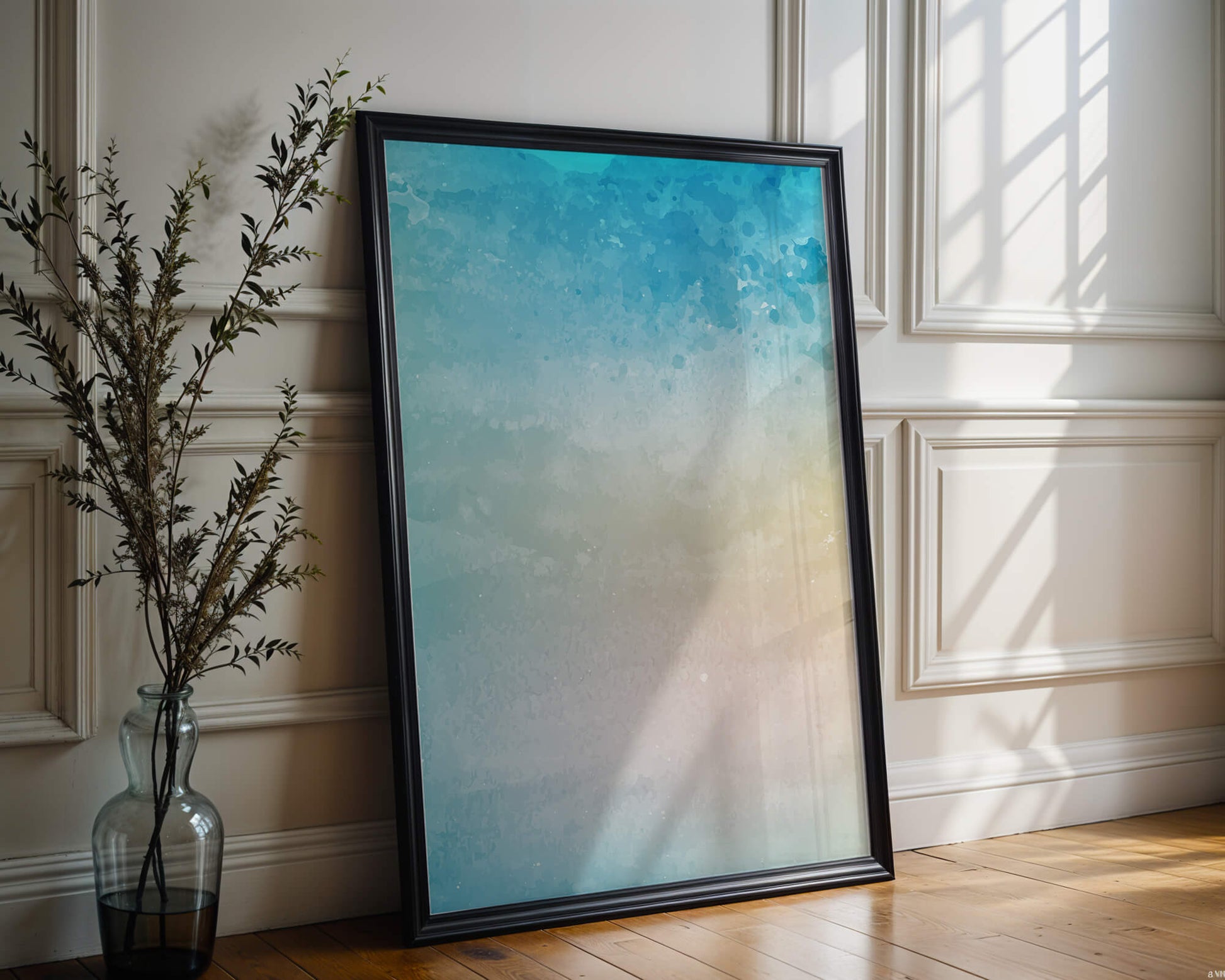 Pastel watercolor background with blue and beige gradient