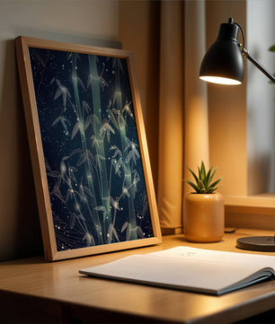 Illustration Of Bamboo With Snowfall In A Night Sky - Mi tienda