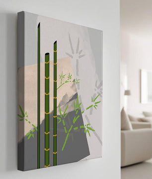 Arte minimalista de bambú con sombras abstractas de bambú