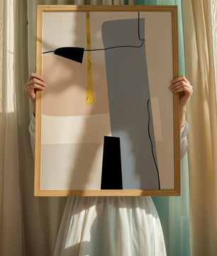 Abstrakte geometrische Kunst mit blauen und goldenen Akzenten
