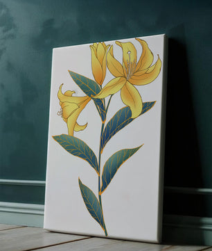 Elegante goldene Lilienillustration mit komplizierten Blattdetails