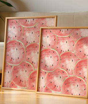Watercolor watermelon slice pattern full of vibrant summer vibes