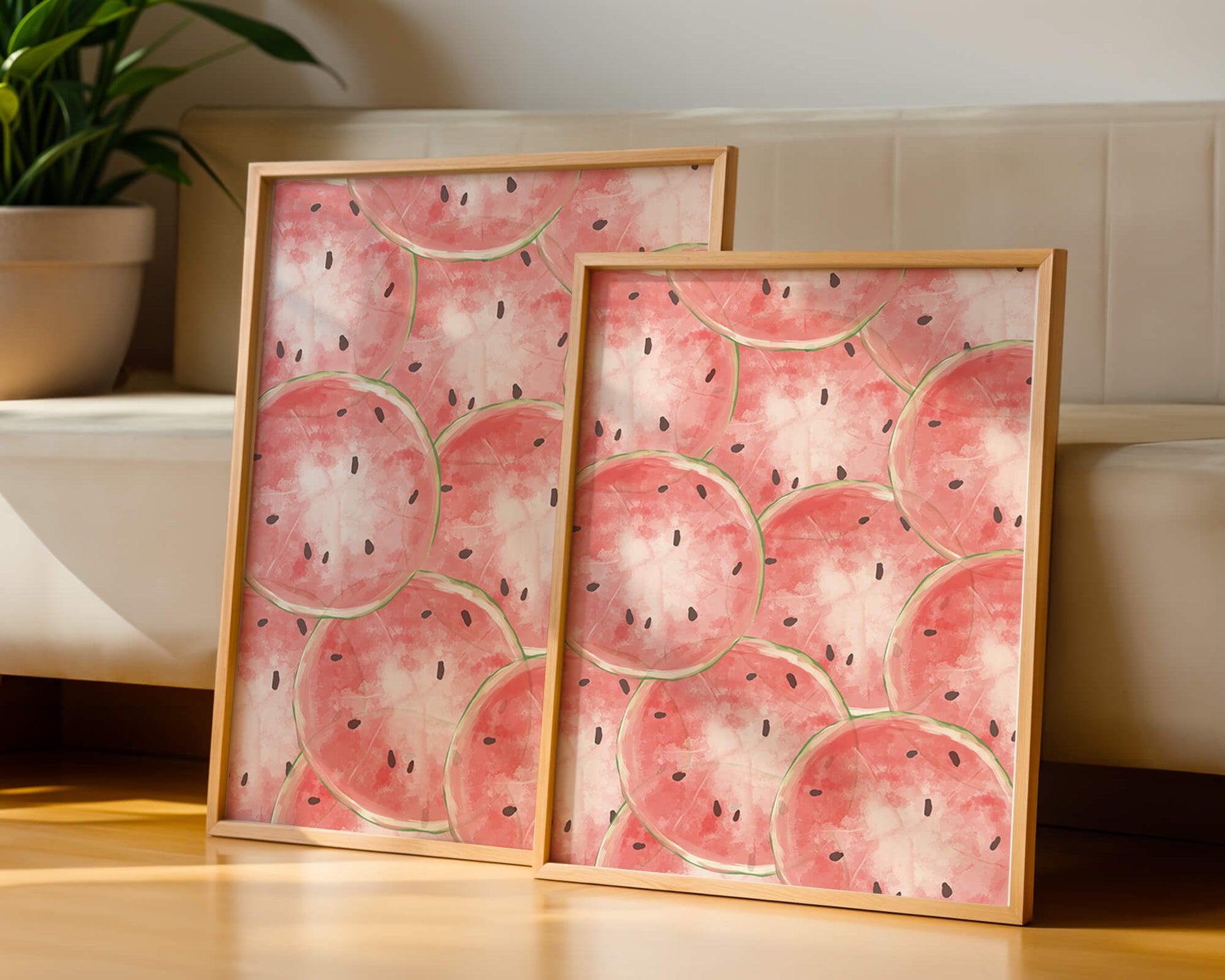 Watercolor watermelon slice pattern full of vibrant summer vibes