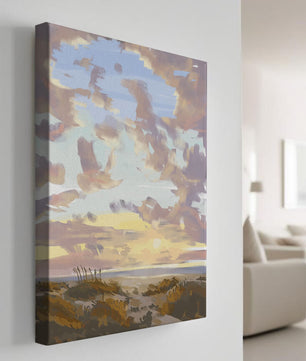 Paisaje sereno con cielo matutino y campos abiertos