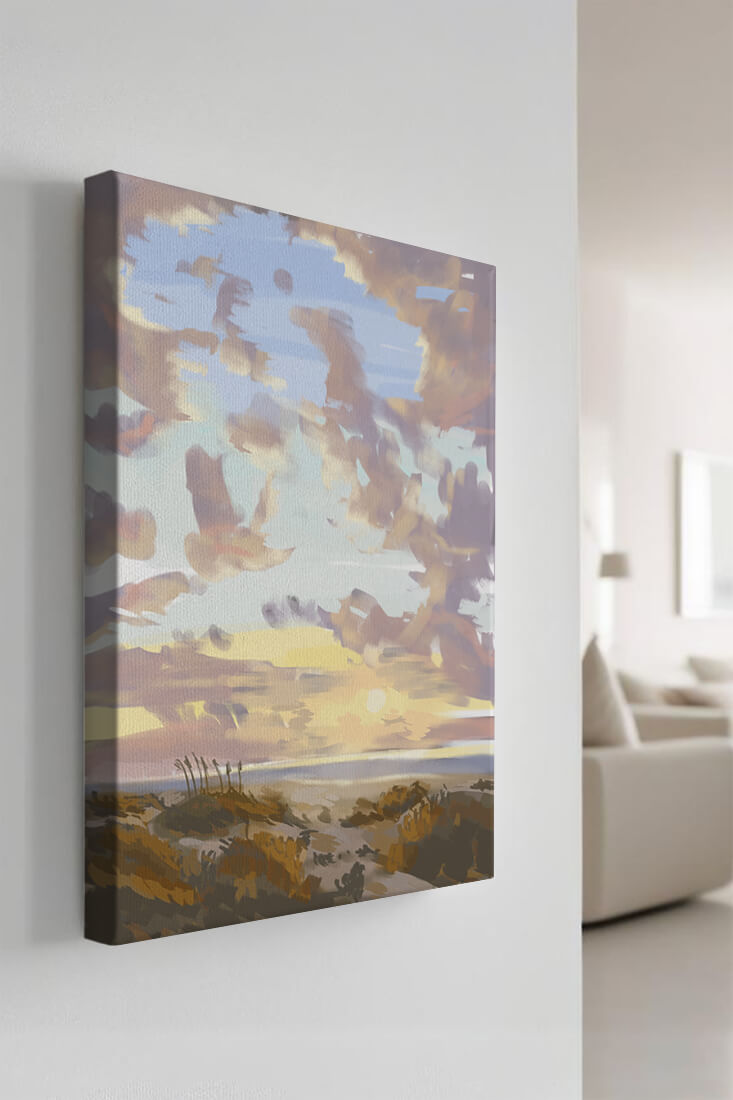 Serene landscape with morning sky and open fields