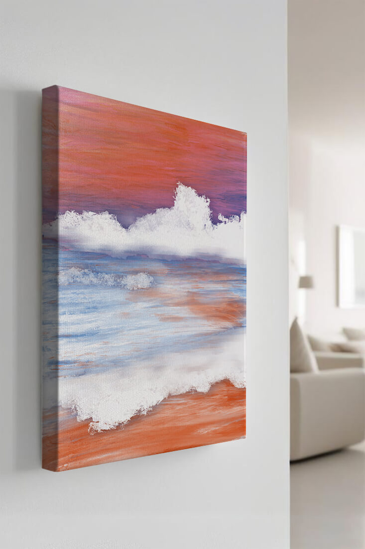 Calming Ocean Waves with Serene Sunset Sky