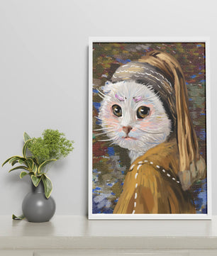 Retrato caprichoso de un gato en estilo clásico con pinceladas detalladas