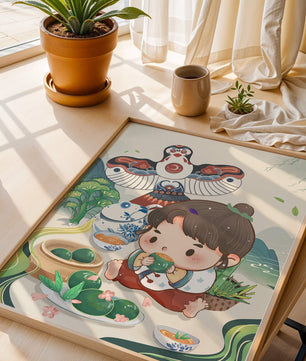 Charmante illustration d’un enfant savourant un plat traditionnel