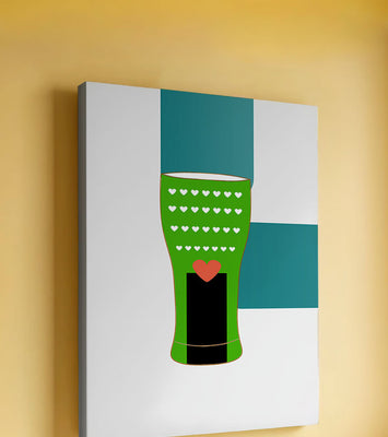 Green vase with heart pattern and minimalistic design