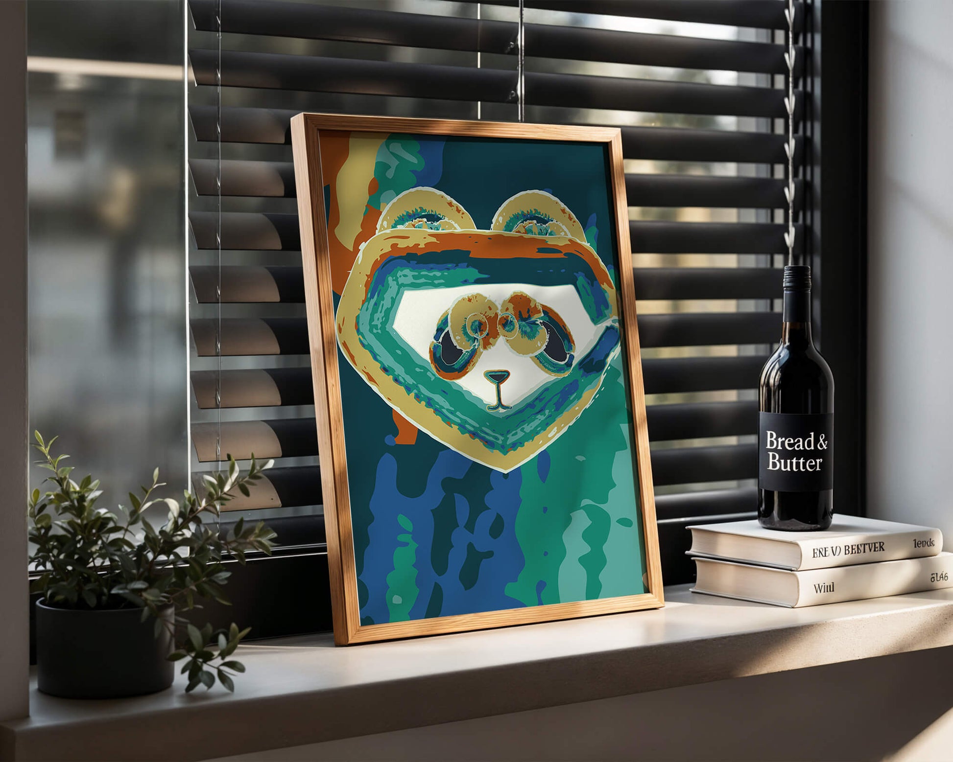 Art abstrait coloré de panda avec des motifs vibrants