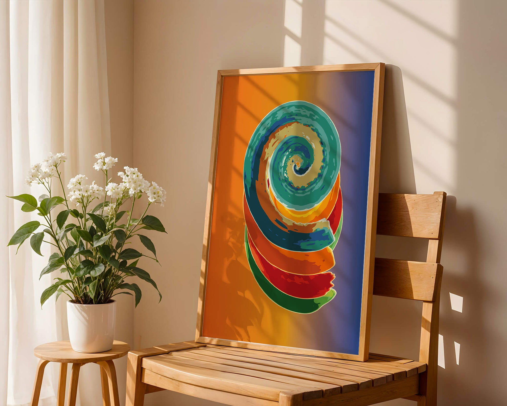 Bunte Spirale abstrakte Kunst mit lebendigem Farbverlauf Hintergrund