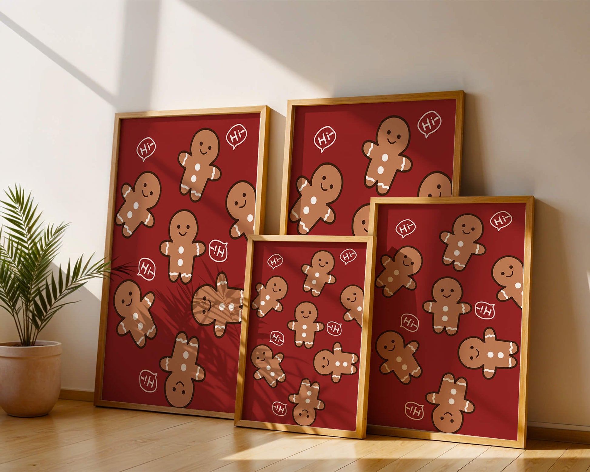 Playful gingerbread pattern with holiday greetings