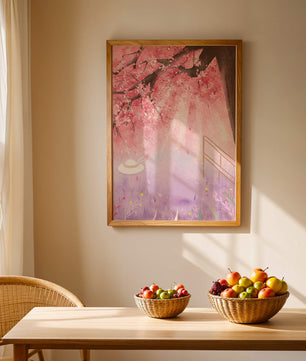 Cherry Blossom Garden with Spring Flowers and Sunlight