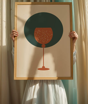 Wine Glass with Decorative Elements on Modern Minimalist Background - Mi tienda