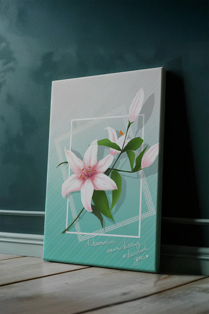 Elegant floral design with pink lilies and modern accents