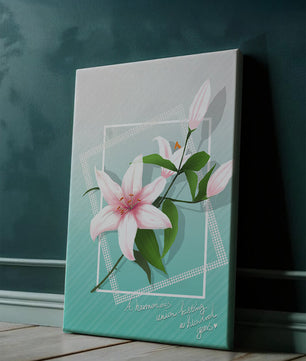 Elegant floral design with pink lilies and modern accents