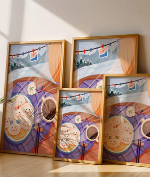 Charming Dumpling Faces on a Cozy Winter Table with Mountain View - Mi tienda