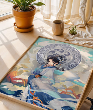 Elegantly Dressed Woman with Traditional Chinese Backdrop