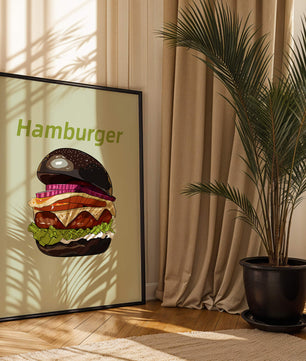 Delicious hamburger illustration with vibrant ingredients