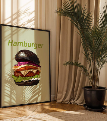Delicious hamburger illustration with vibrant ingredients