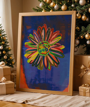 Arte floral abstracto colorido con pinceladas dinámicas