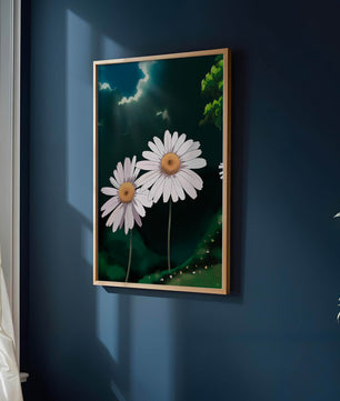 Sunlit Daisies in a Serene Landscape