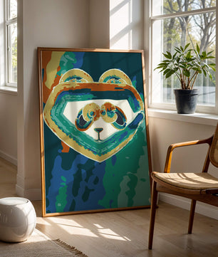 Art abstrait coloré de panda avec des motifs vibrants