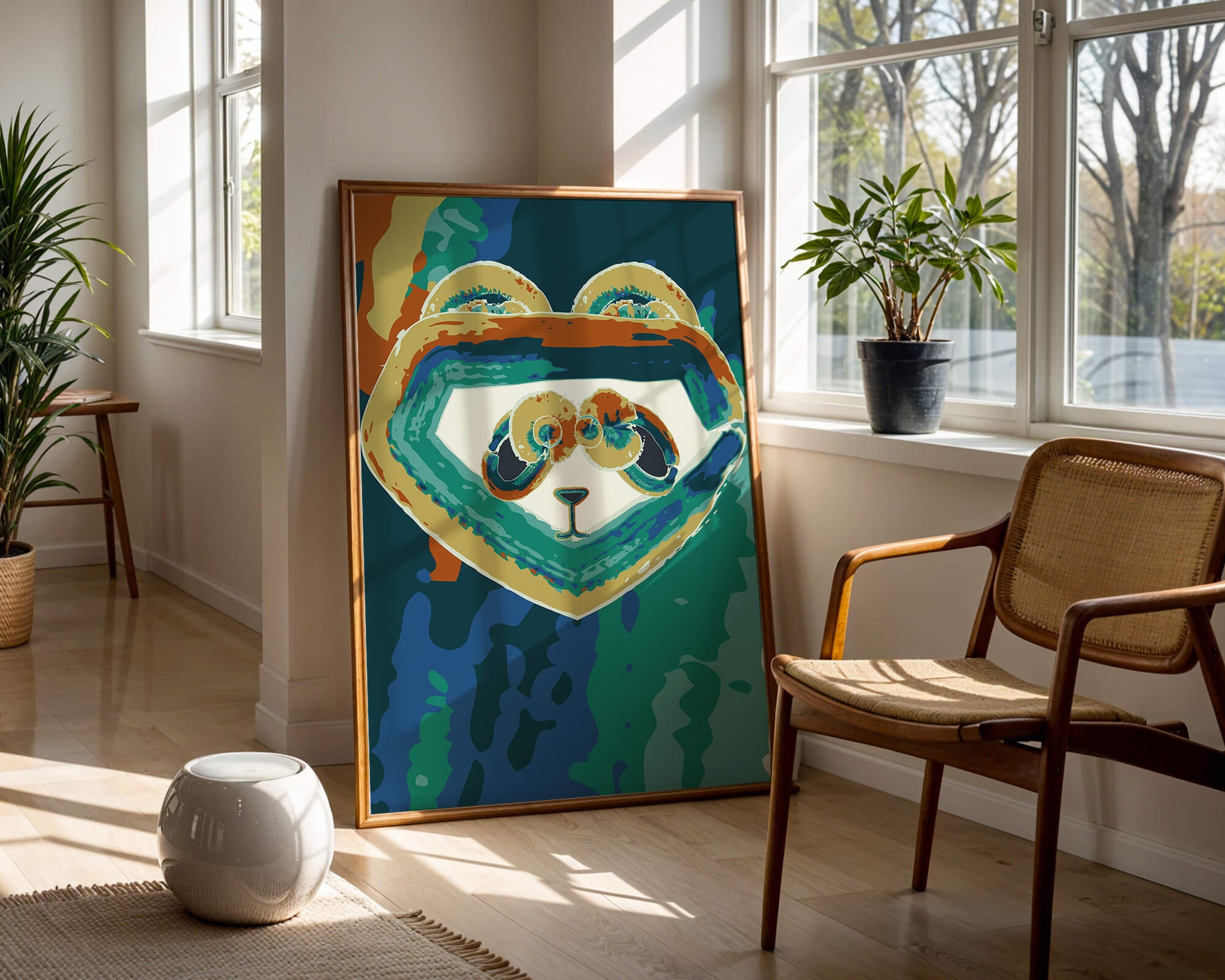 Art abstrait coloré de panda avec des motifs vibrants