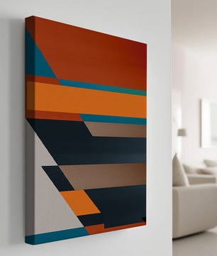 Arte abstracto geométrico con colores llamativos y formas dinámicas