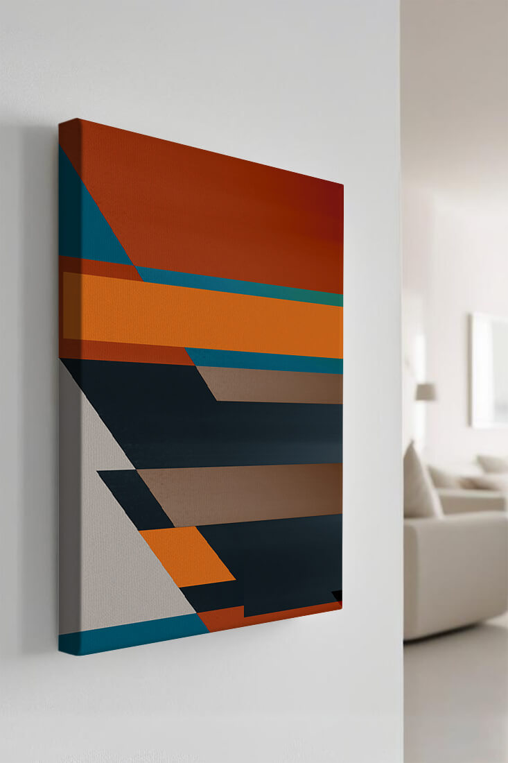 Arte abstracto geométrico con colores llamativos y formas dinámicas