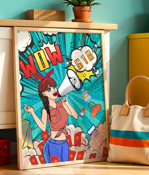 Vibrant Pop Art Style Shopping Experience with Retro Influences
