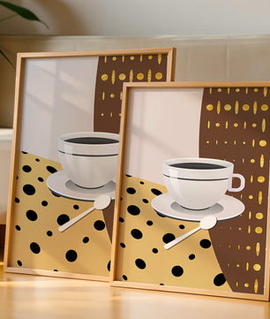 Contemporary Coffee Art with Geometric Patterns and Gold Accents - Mi tienda
