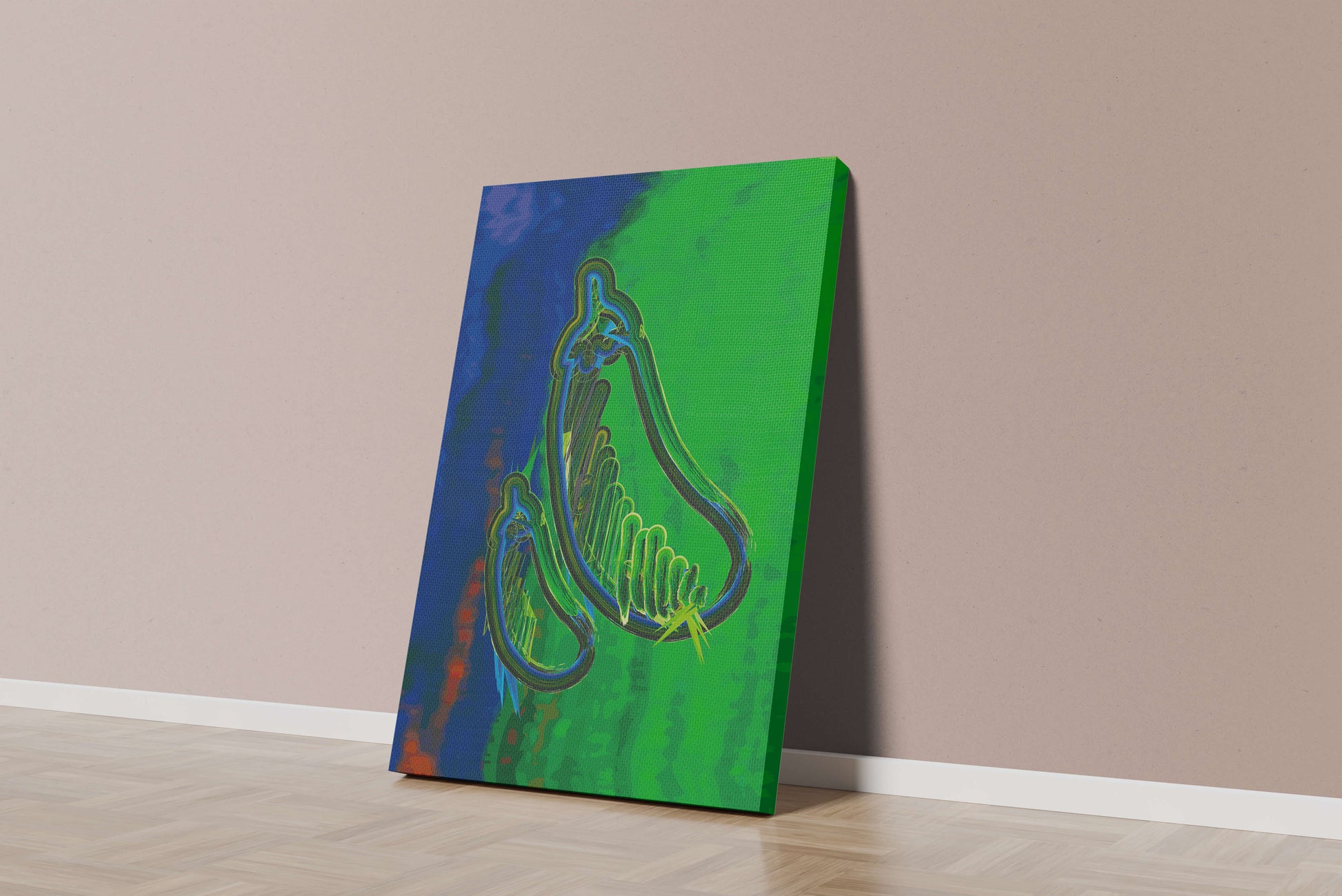 Abstract colorful artwork with vibrant shapes and lines