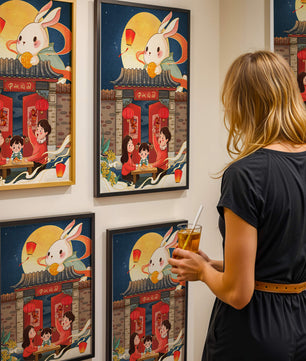 Célébration de la fête de la mi-automne avec un lapin et une réunion de famille