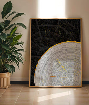 Abstract Wood Grain Pattern with Gold Accents on Black Background - Mi tienda