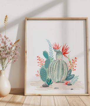 Colorful Cactus Arrangement With Red Blooms And Desert Plants - Mi tienda