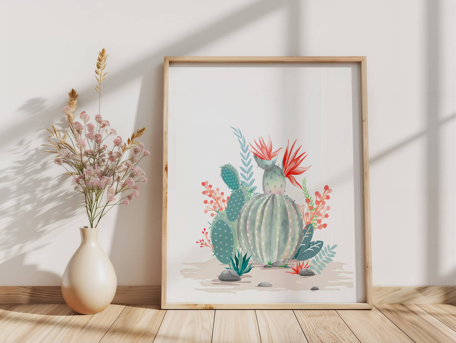 Colorful Cactus Arrangement With Red Blooms And Desert Plants - Mi tienda