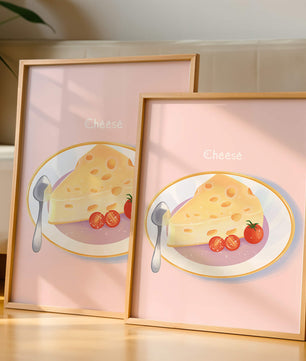 Plate with Cheese and Tomatoes on Pink Background